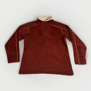 Kuhl Sweater Mens Medium Red Rust Alfpaca Fleece Quarter Zip Pullover Hiking